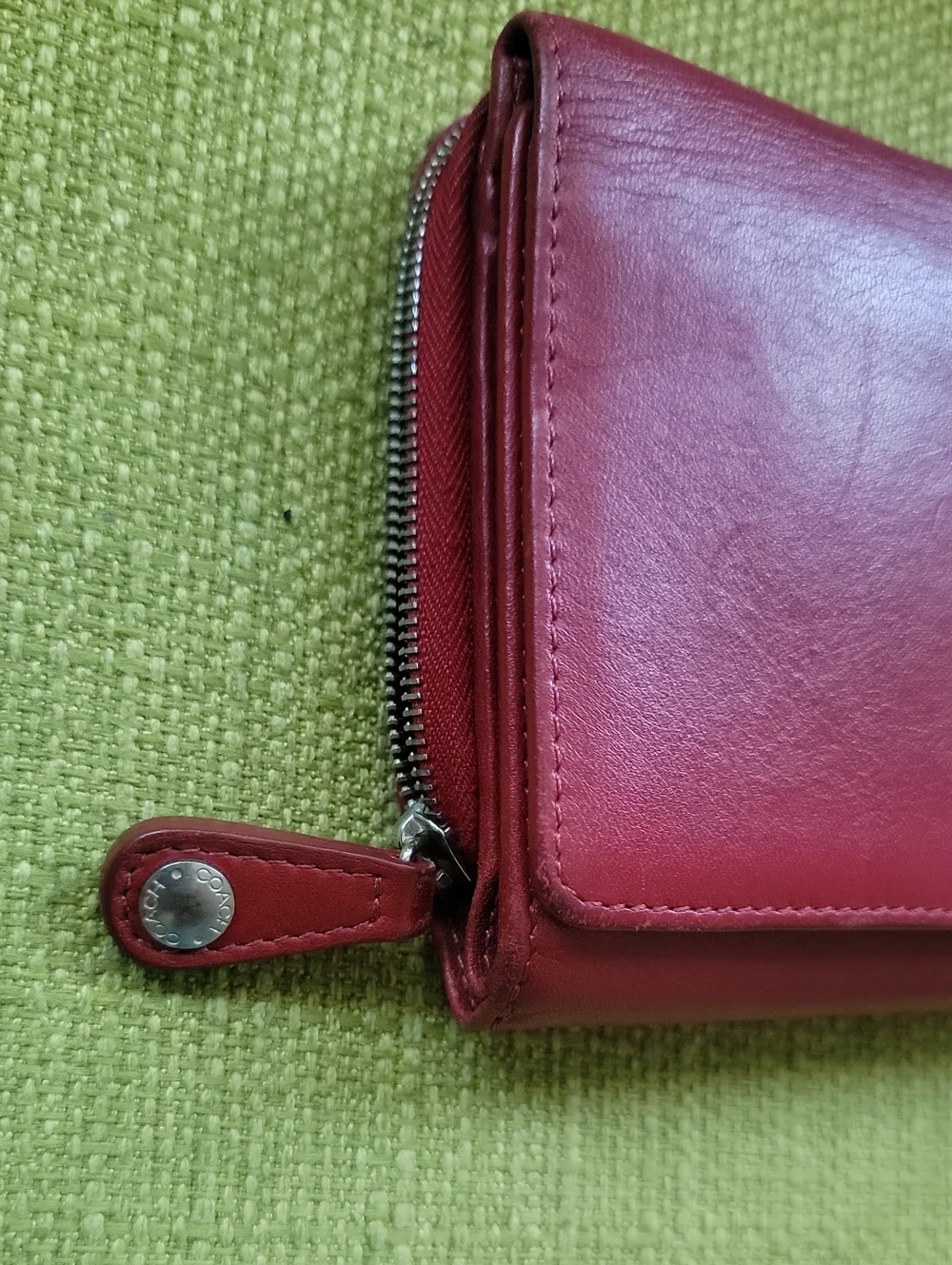 Coach Red Leather Zip Wallet